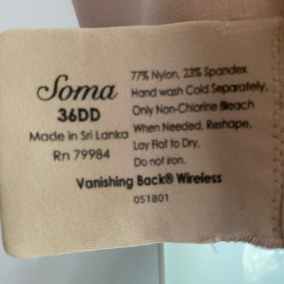 Soma Rose Gold Nude Vanishing Back Wireless Bra Size 36DD SKU0760 - Picture 5 of 8